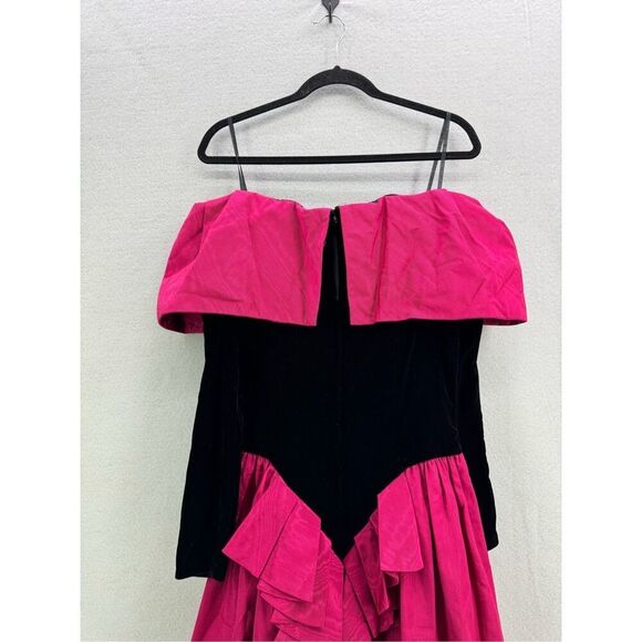 Vintage 80s Scott McClintock Off Shoulder Velvet Long Sleeve Party Dress - Picture 5 of 11